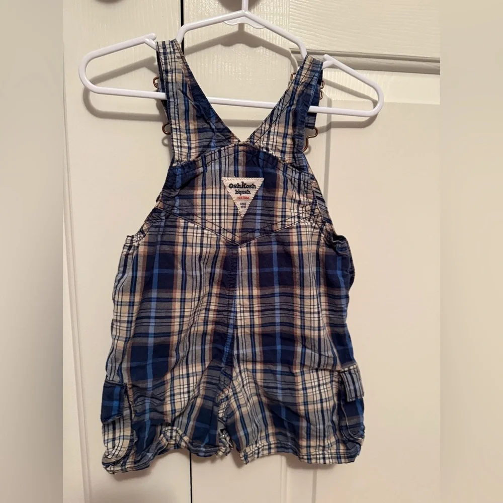Vintage 90’s OshKosh B'gosh Blue Plaid Kids Overalls